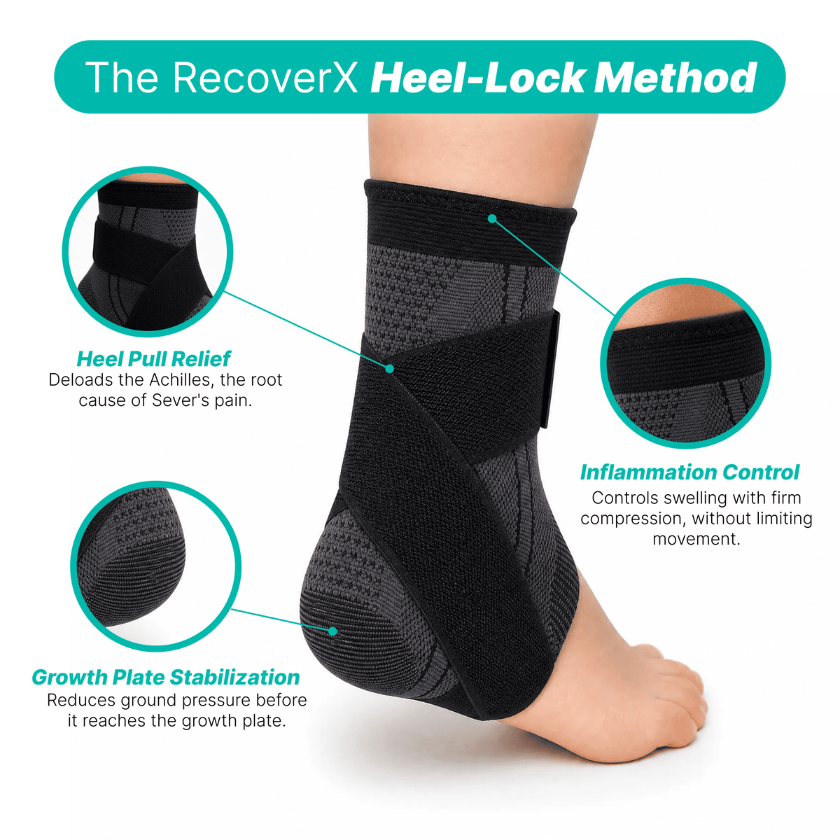 RecoverX - Youth Heel & Growth Plate Support Sleeve